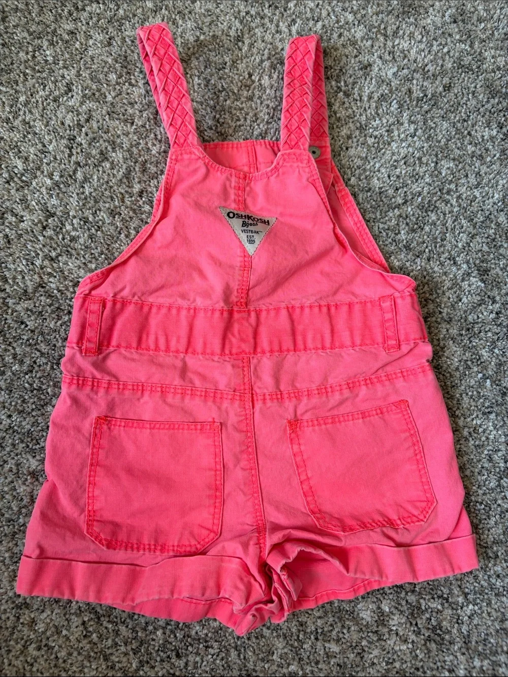 OshKosh B'gosh Coral Pink Girls' Short Overalls